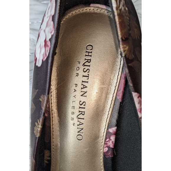 Christian Siriano | Purple Floral Heels Pumps Slip On Pointed Toe Women Size 10 - Picture 9 of 9